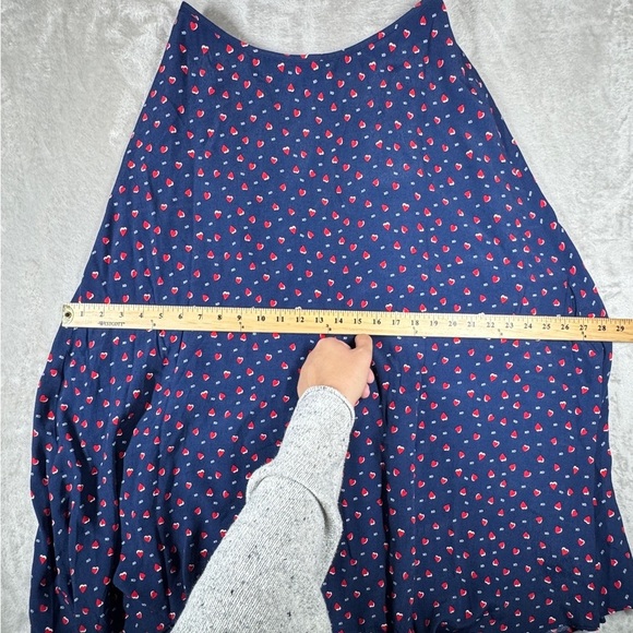 Talbots Navy Blue Red Heart Print XO Midi Slip Skirt Size 8 - Picture 10 of 16